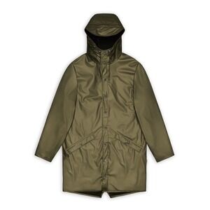 RAINS NEW Long Jacket W3 Revel Khaki Green 12020 Waterproof Hooded Size XL